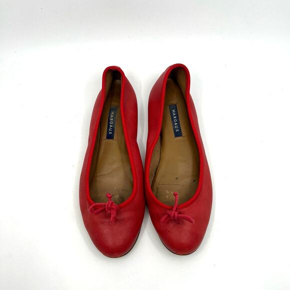 Margaux The Demi Scarlet Red Nappa Leather Ballet Flats Women's 7 US - Picture 5 of 9